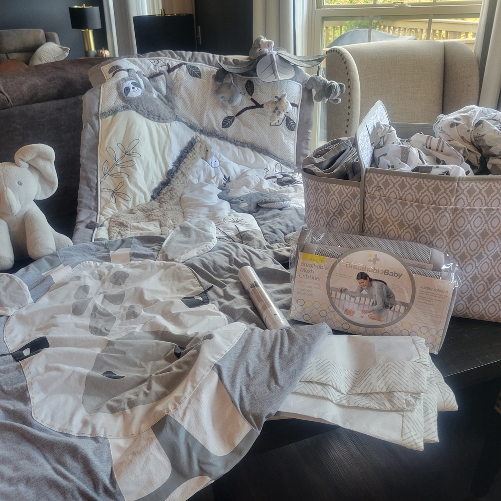 Pottery Barn Grey & White Safari Nursery Bedding Set